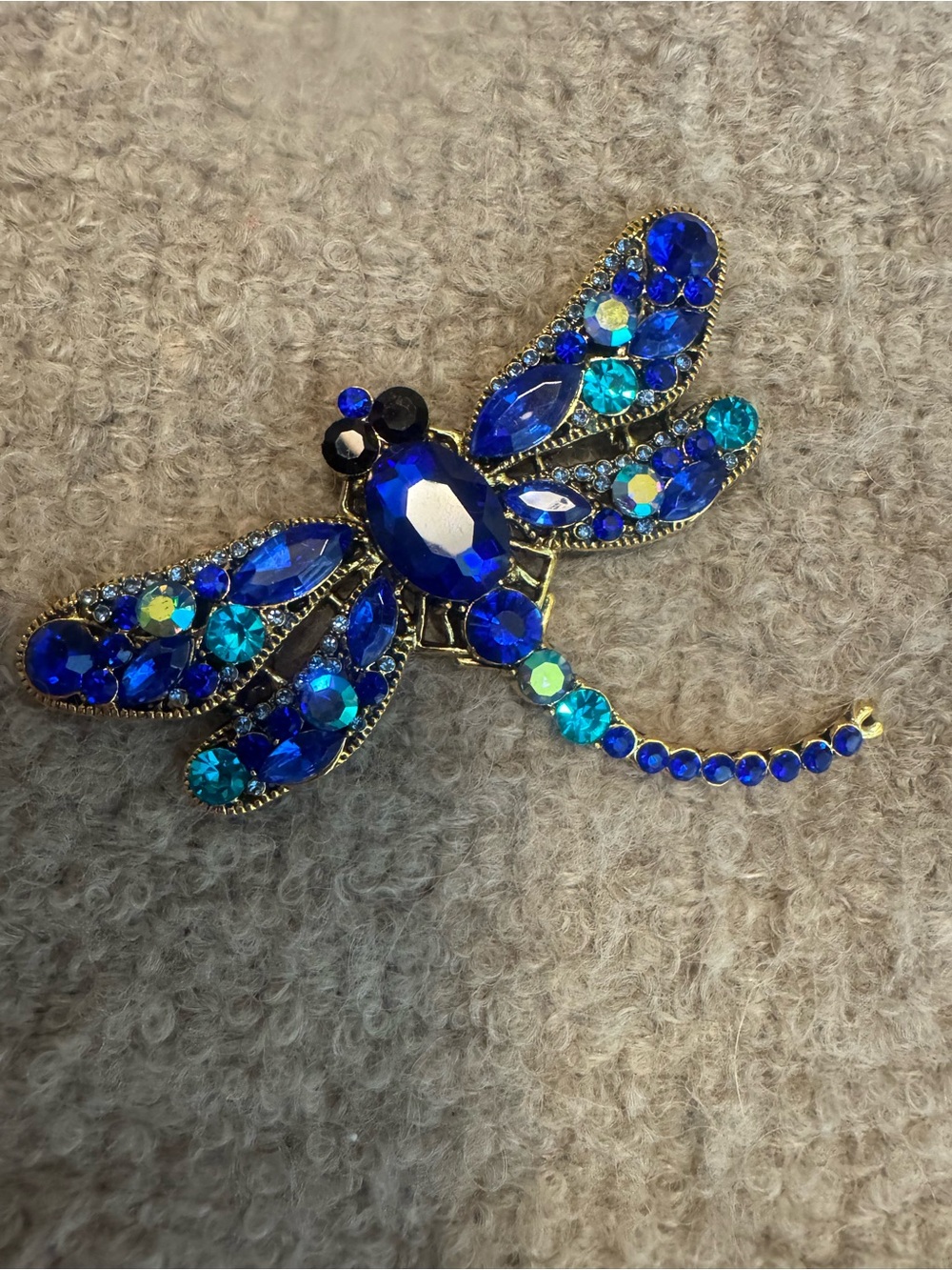 Blue Crystal Dragonfly Brooch